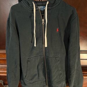 Ralph Lauren Zip-Up Hoodie Jacket with Red Polo Emblem